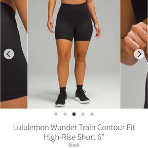 Lululemon Wunder Train Contour Fit HR 6” Black Sz 6